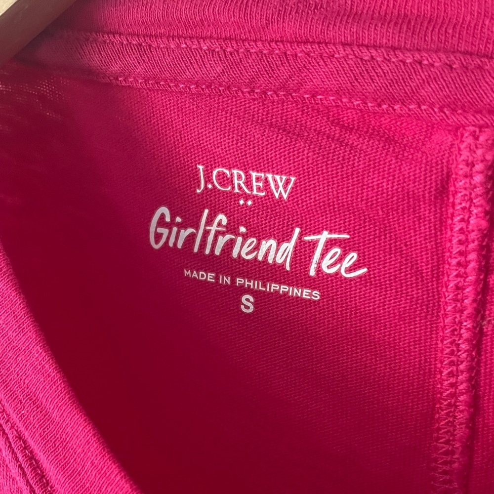 J. Crew Pink Girlfriend Tee Long Sleeve Sz small 100% Cotton - Picture 2 of 6